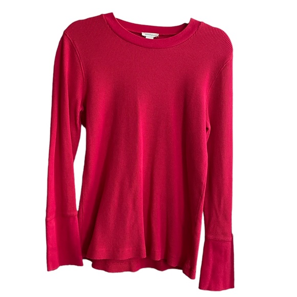 Women’s Large Sundance Magenta Crewneck Thermal with Velvet & Button Cuffs - Picture 2 of 5